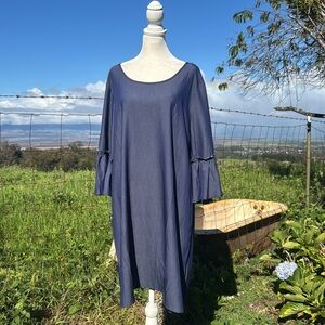 NWT Naïf Chambray ruffled sleeve knee length dress XL